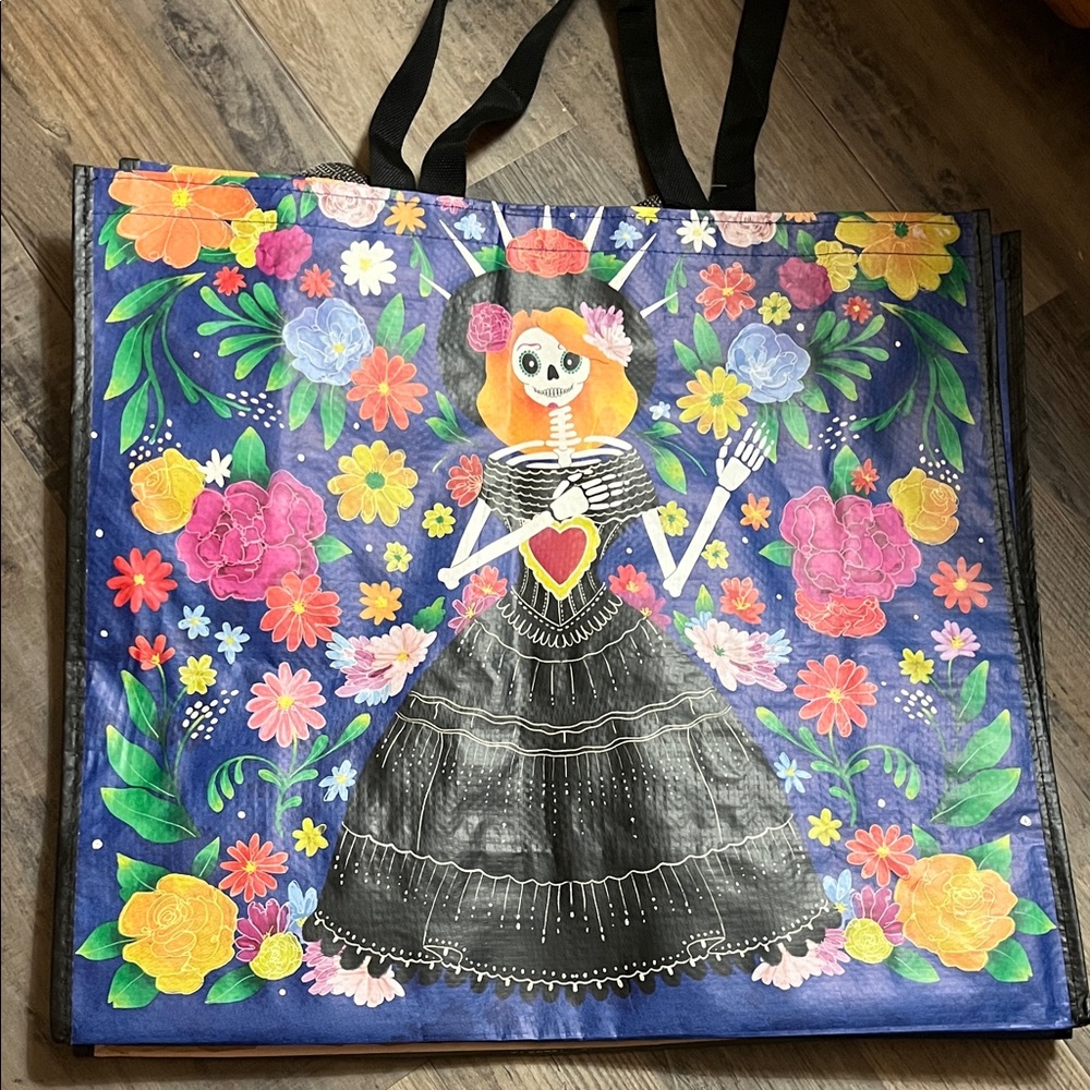 TJ MAXX Senorita Skeleton Dia De Los Muertos Large Reusable Shopping Bag Eco